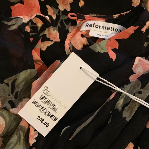 Reformation Luanne Dress Floral Black - Picture 5 of 7
